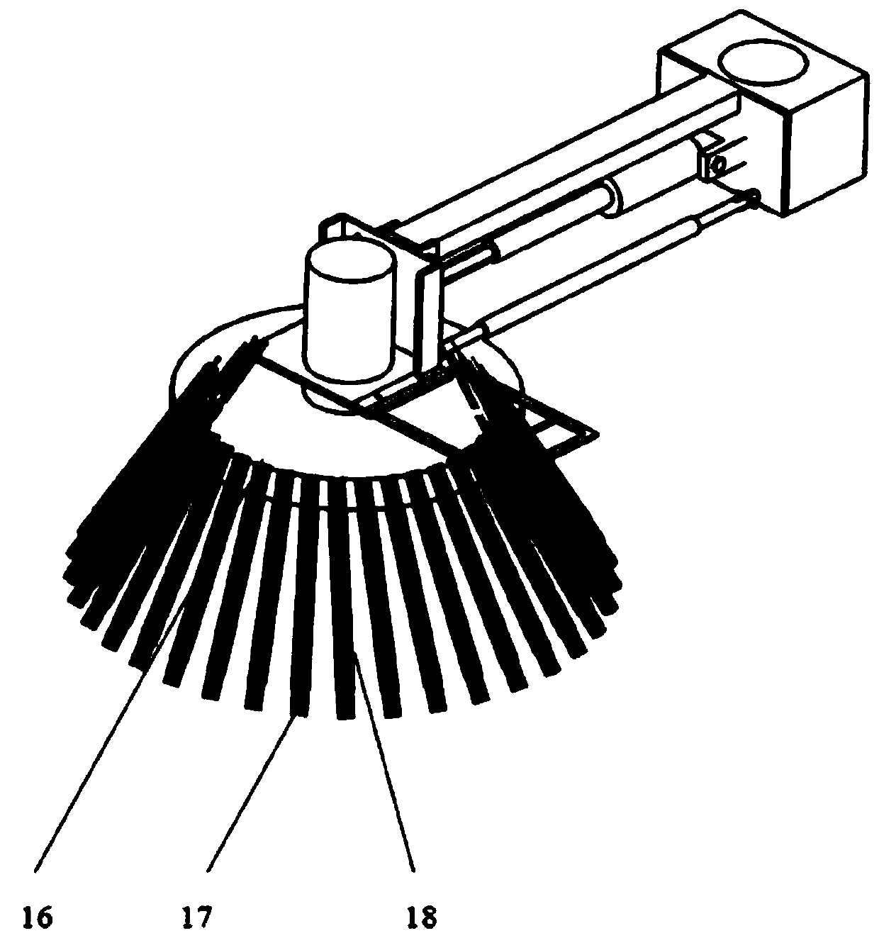 An intelligent road cleaning car side brush device