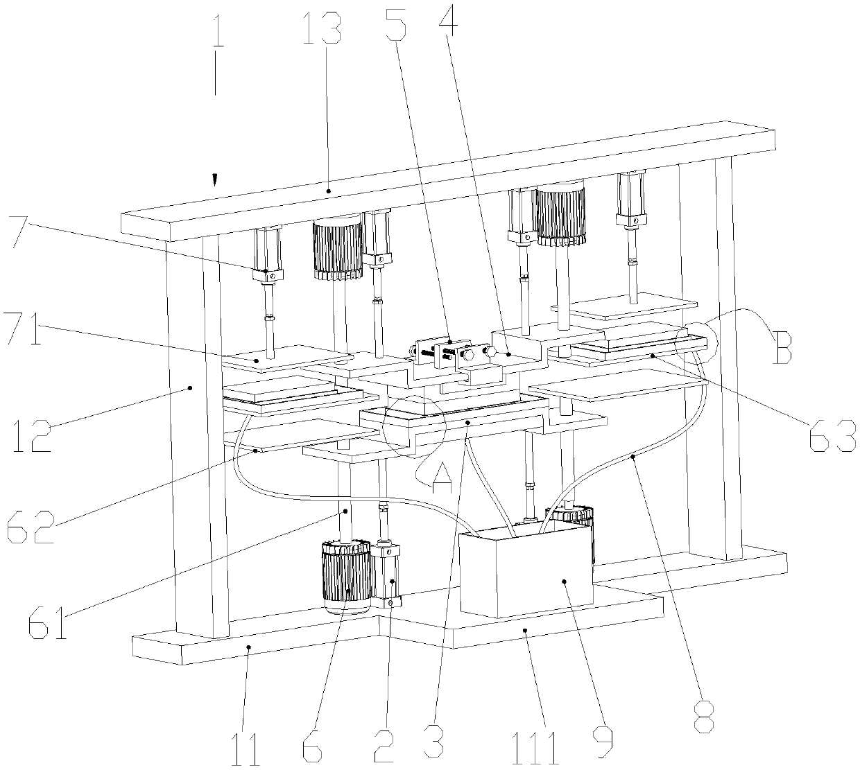 Tube film dewatering device of film blowing machine