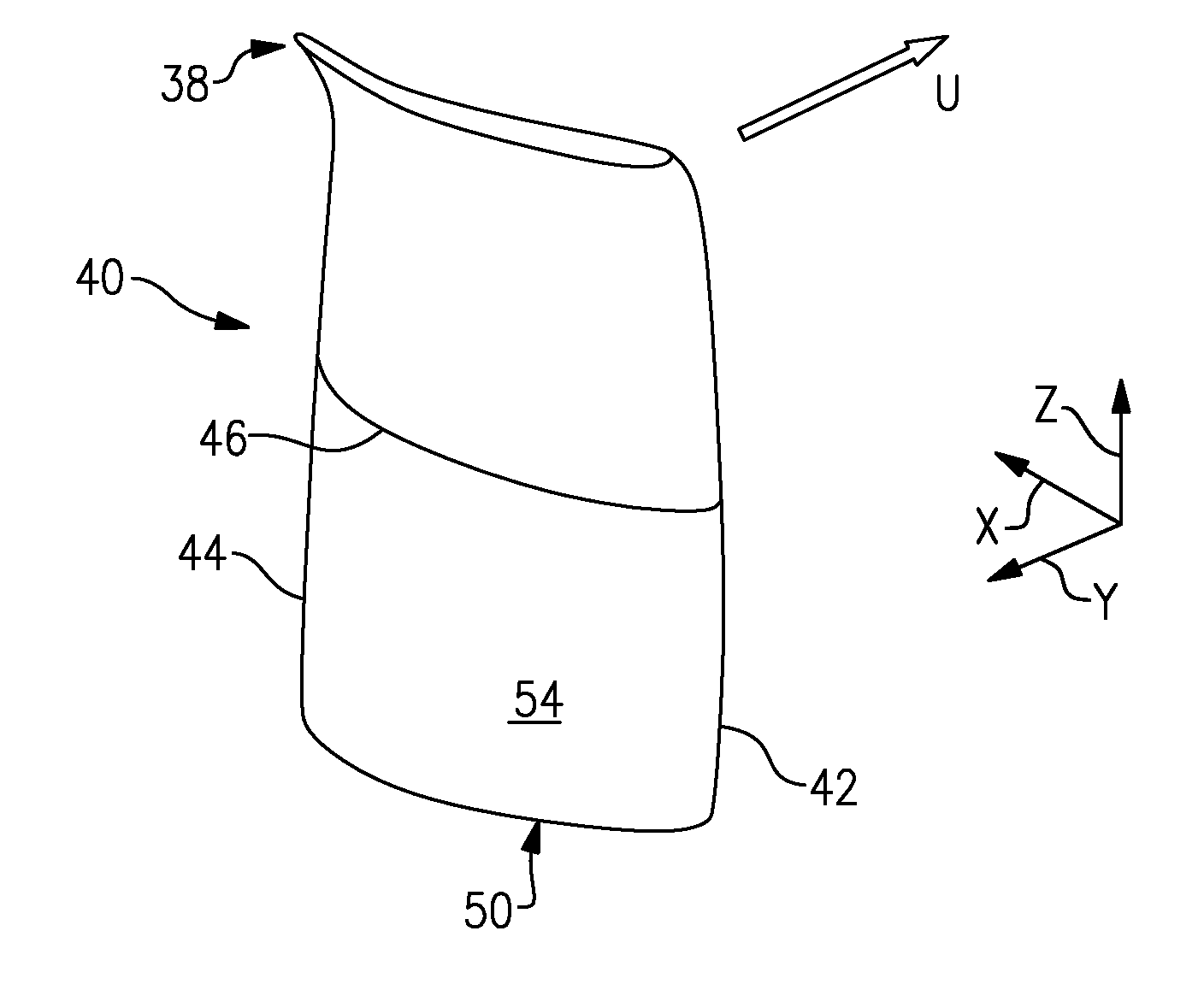 High order shaped curve region for an airfoil