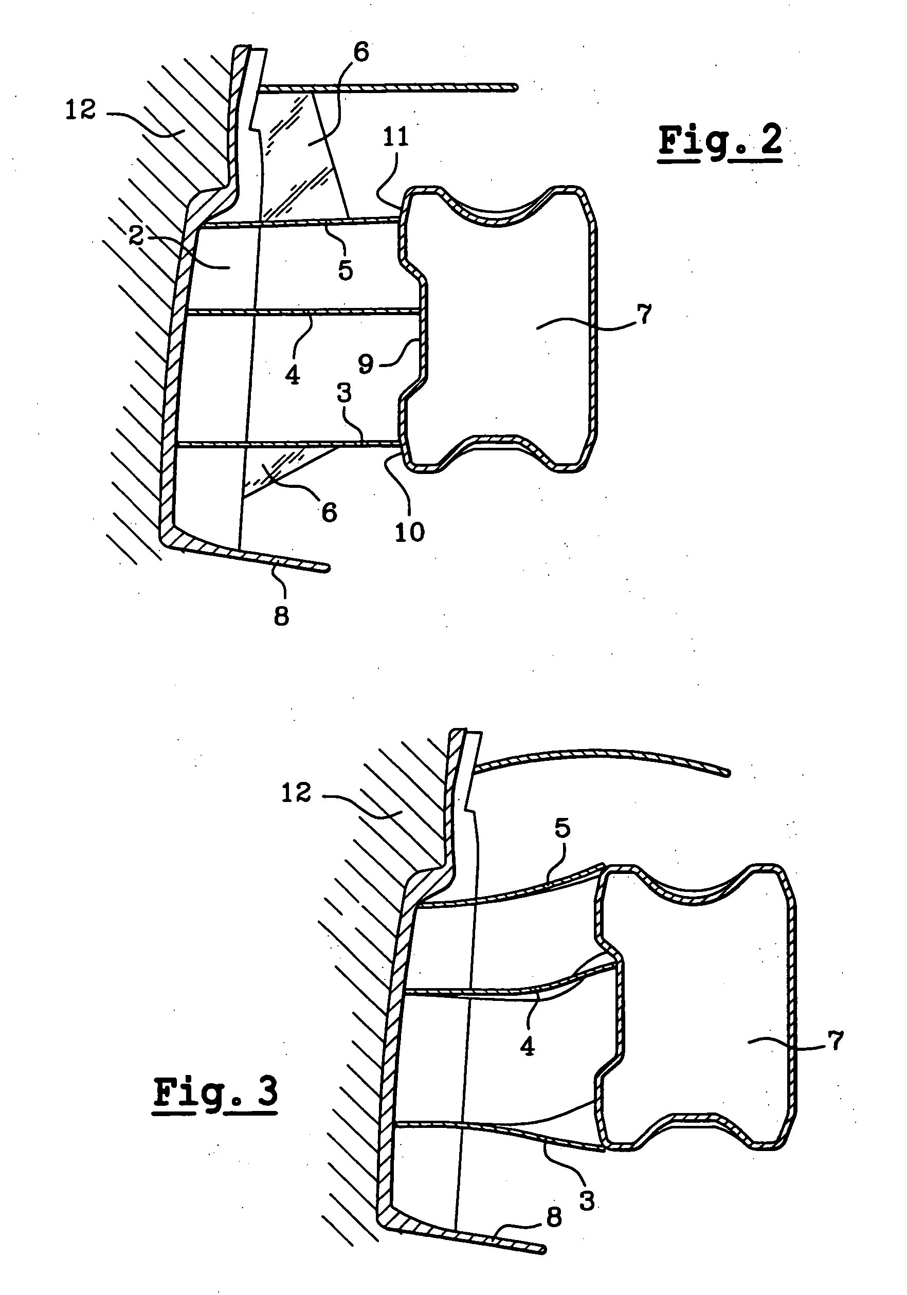 Energy absorber for interposing between a rigid beam and a bumper skin, and an energy-absorbing assembly