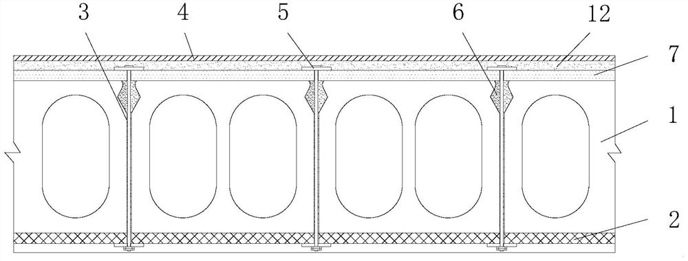 Structure for enhancing transverse connection of hollow slab beams through steel hoops