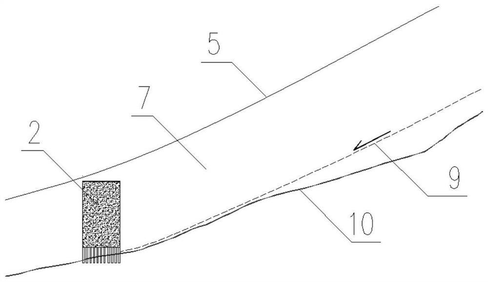 A horizontal arc arch retaining wall and the upper arch slope body