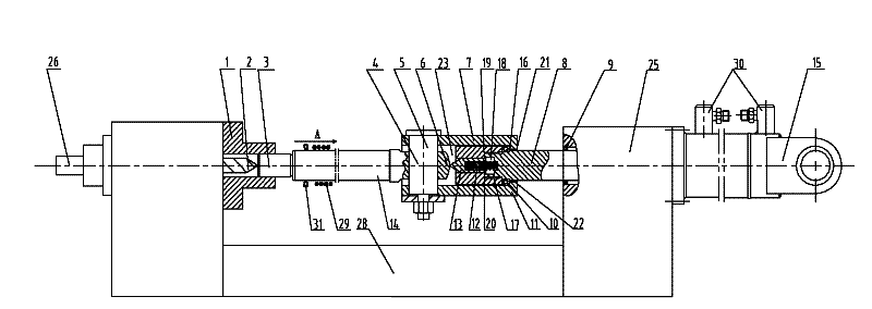 Device for preventing elongated piston rod from bending deformation during medium and high frequency quenching