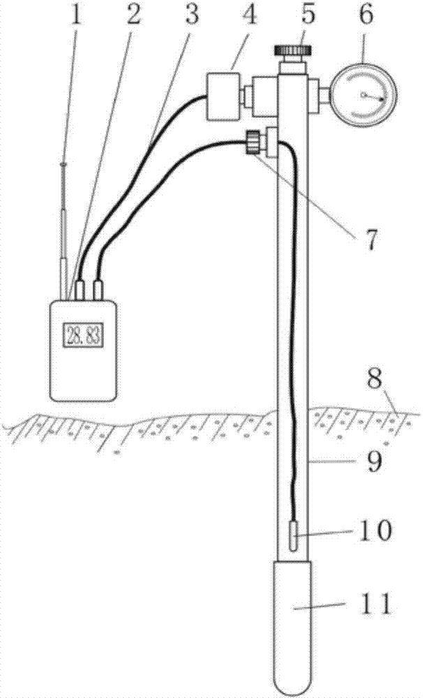 Automatic temperature compensation type soil water tension meter system and determination method