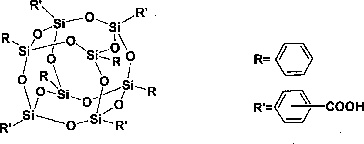 Polycarboxylic cage type phenyl sesquialter siloxane and method for synthesizing same