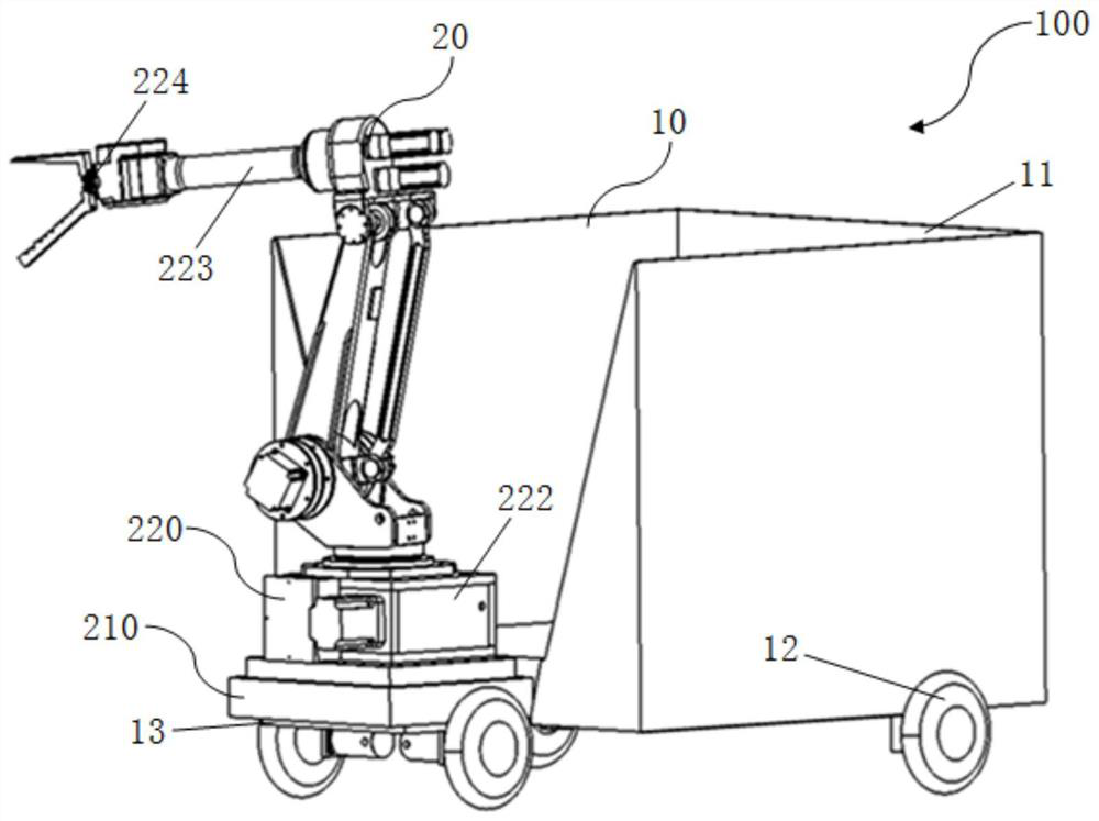 Automatic cabinet entering robot applied to logistics distribution point and cabinet entering method