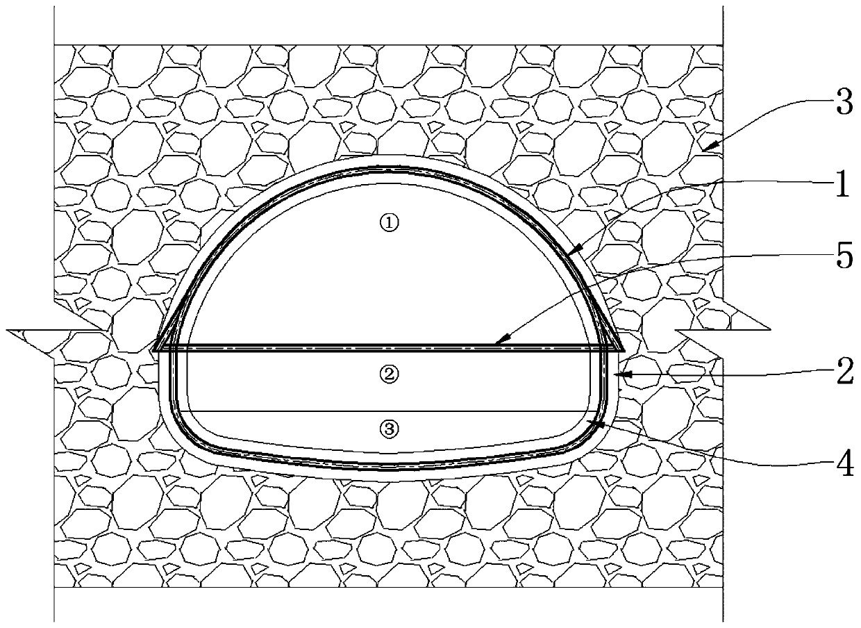 A tunnel construction method including support structure