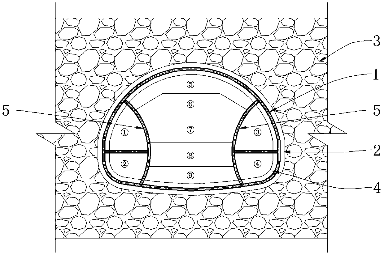 A tunnel construction method including support structure