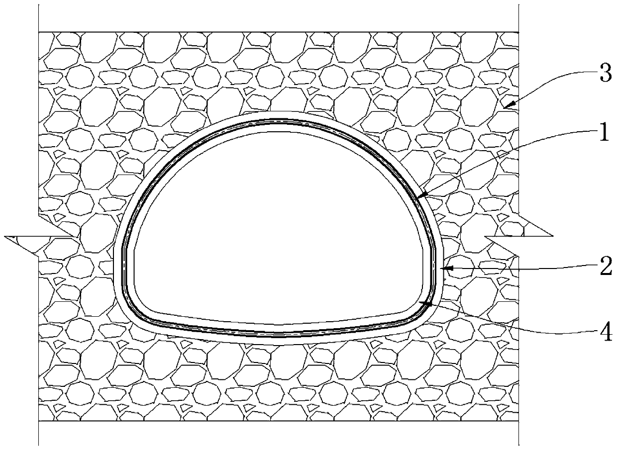 A tunnel construction method including support structure