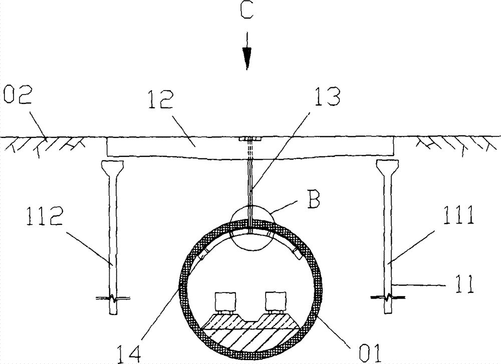 Tunnel settlement protecting device and construction method thereof