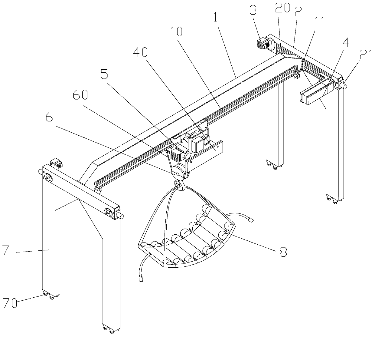 A support device for natural gas pipeline construction