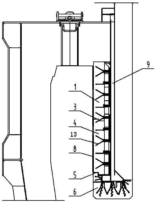 Mixed masonry method forrefractory material protective lining on outer side of hanging cylinder block