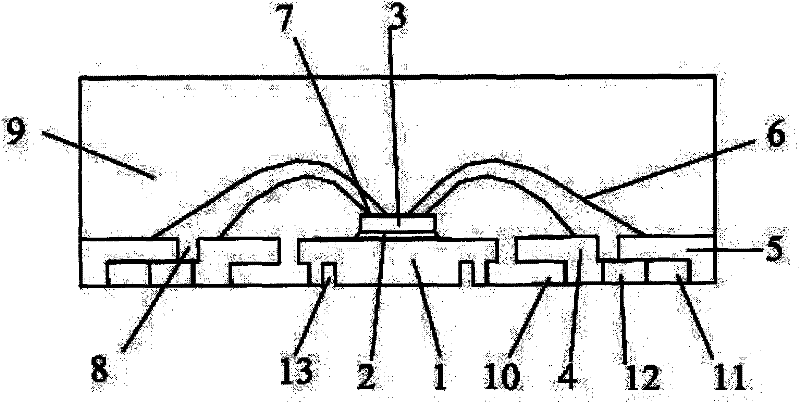 Packaging part with double-row pins and four flat and pin-free surfaces and production method thereof