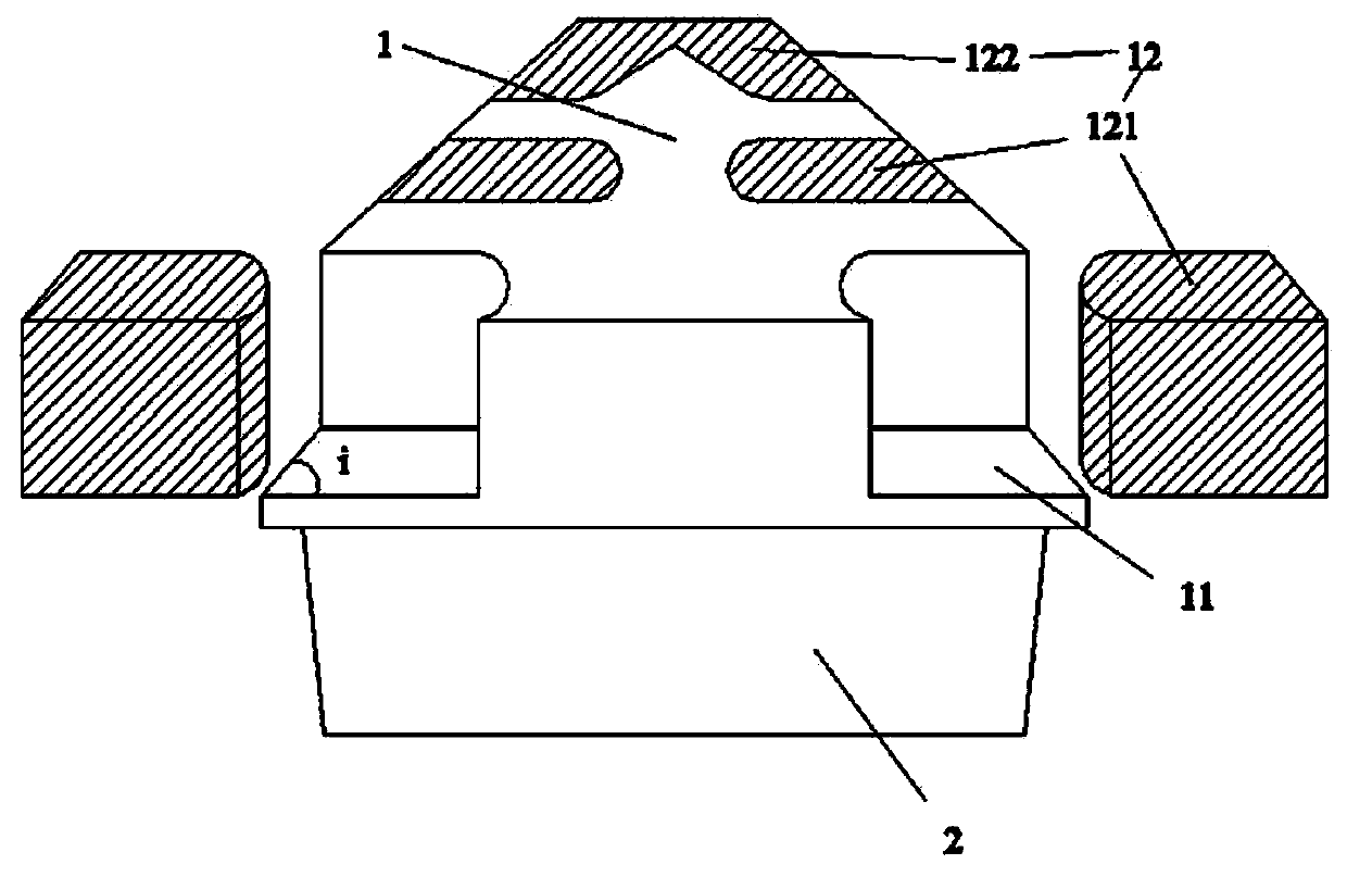 Rock-breaking plowshare and rock-breaking device using the plowshare