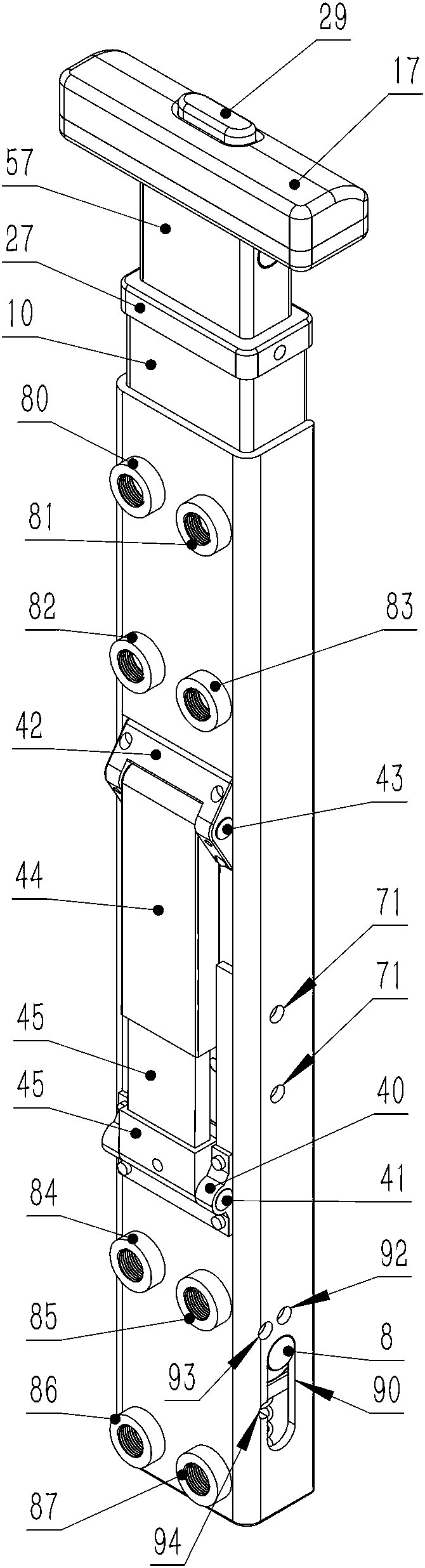 Variable angle suitcase pull bar