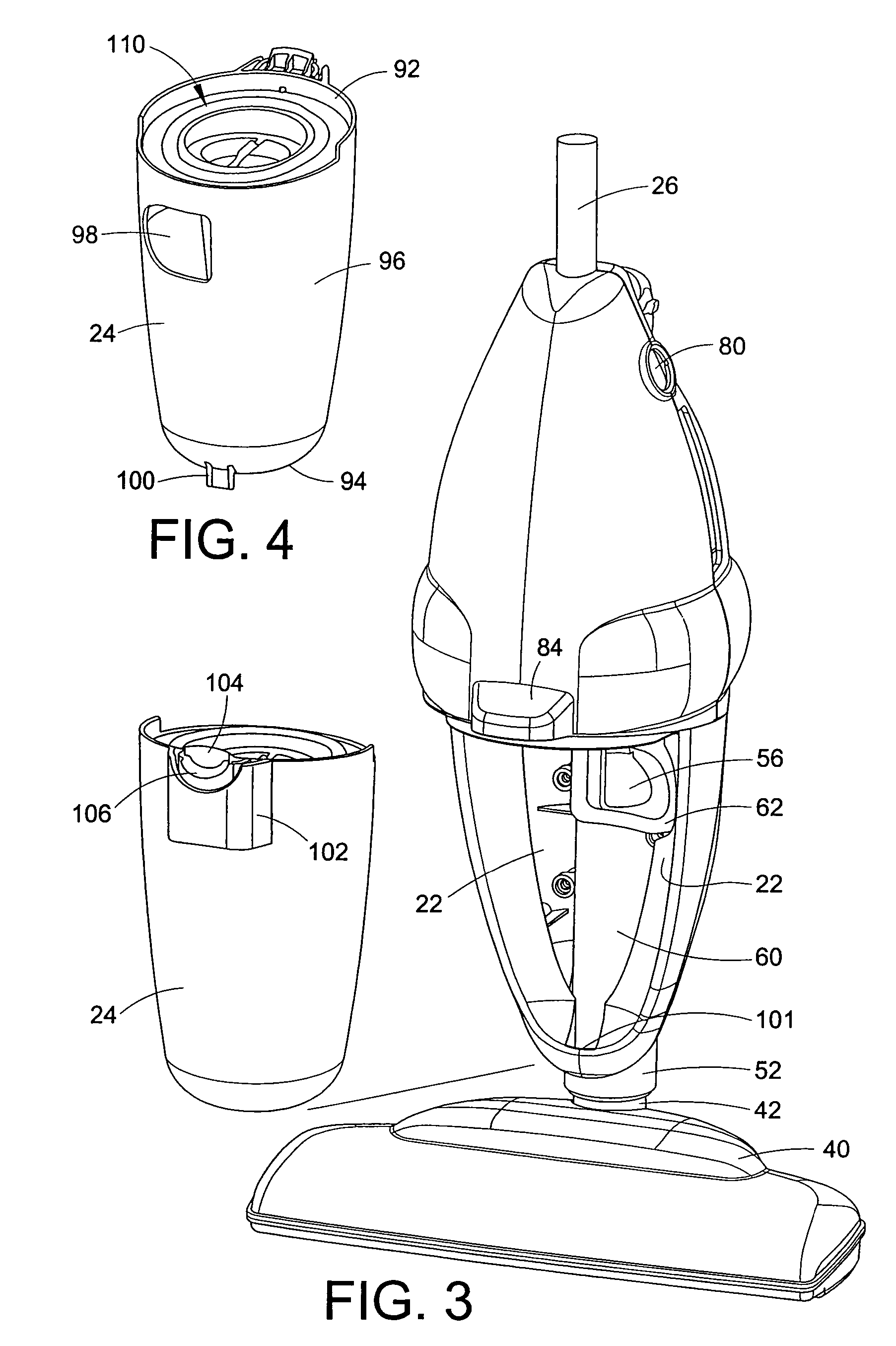 Bagless stick type vacuum cleaner