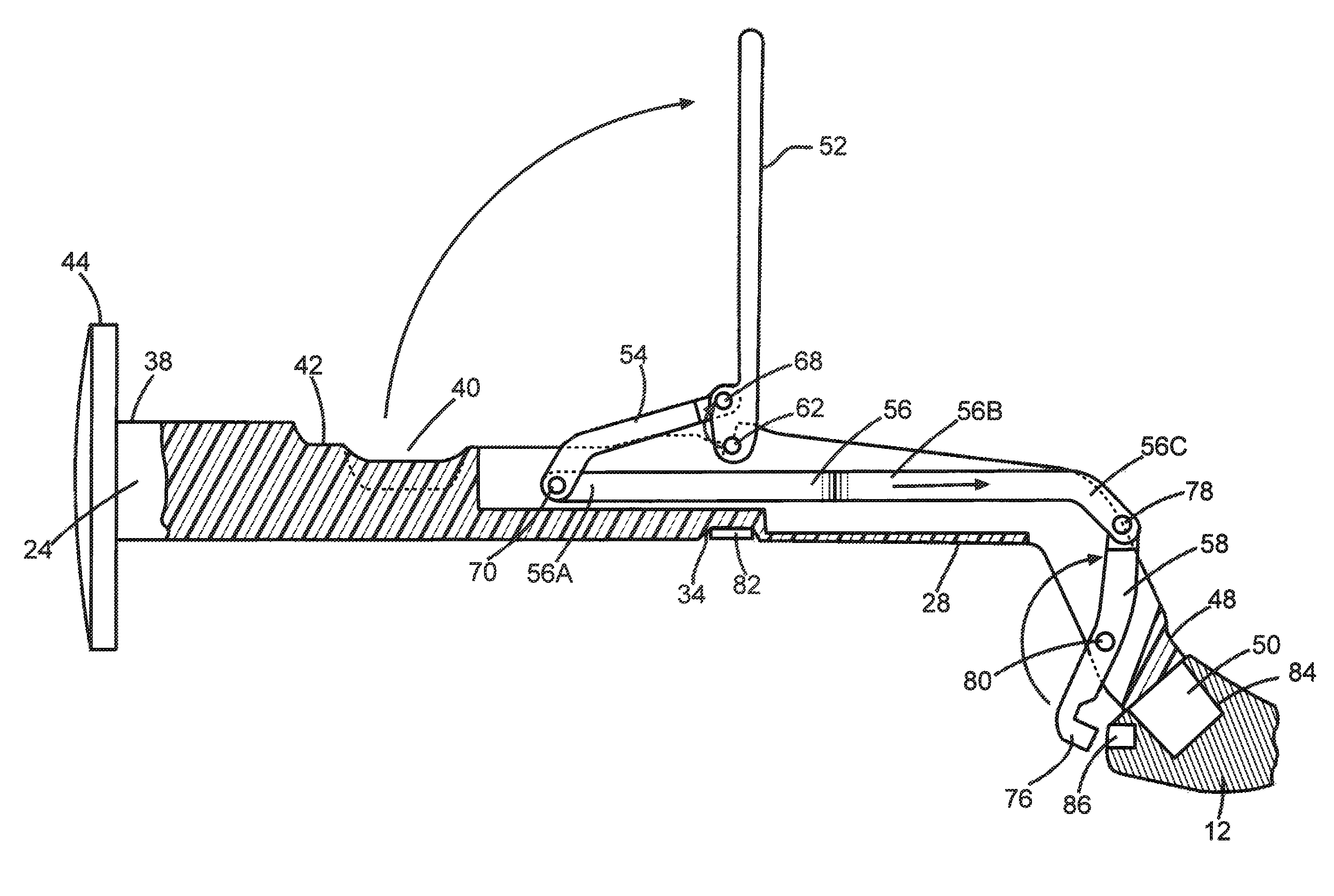 Double offset surgical tool handle assembly to provide greater offset from the coronal plane
