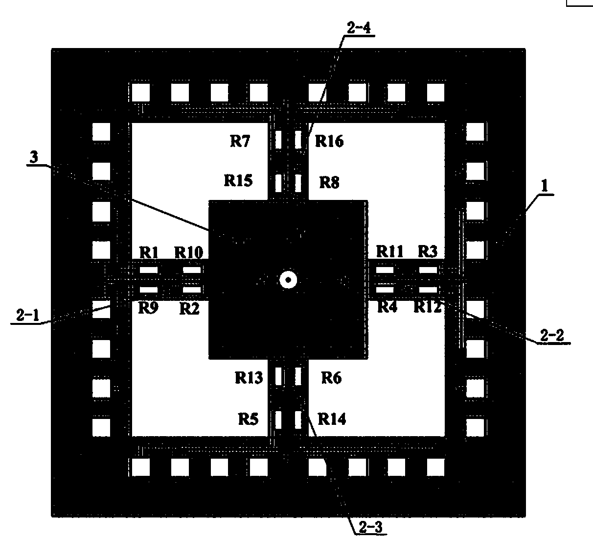 Piezoresistive monolithic integrated four-beam tri-axial accelerometer