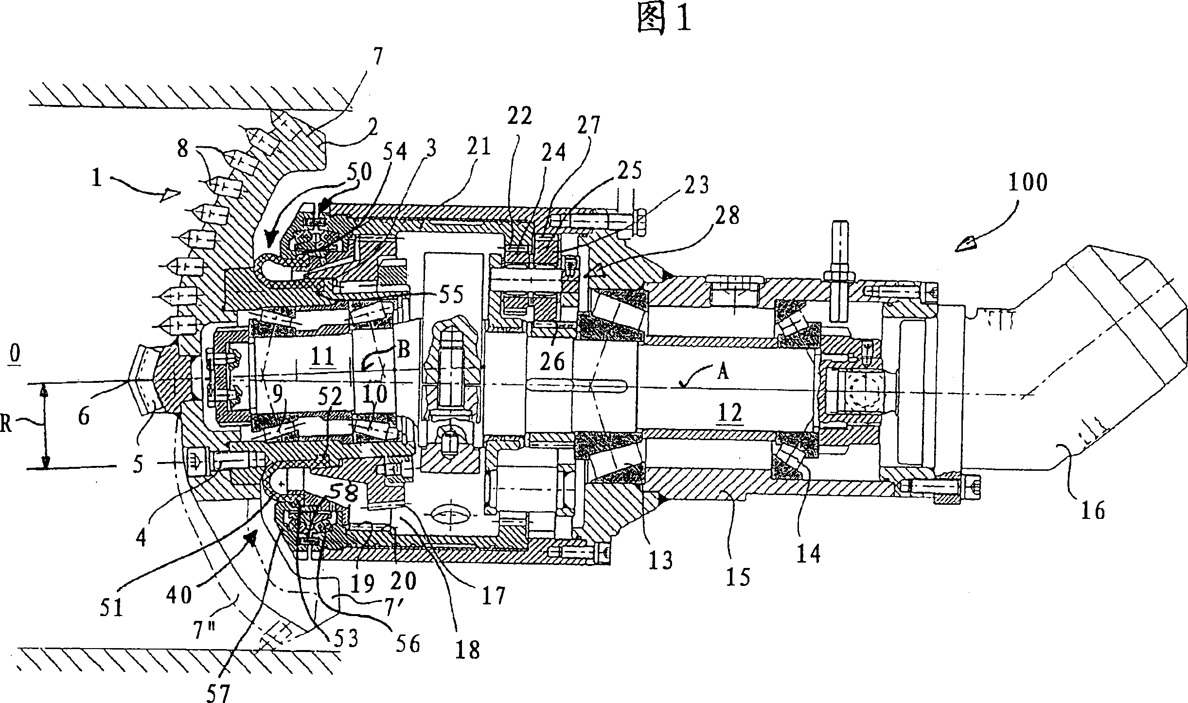 Device for advancing drillings in the ground