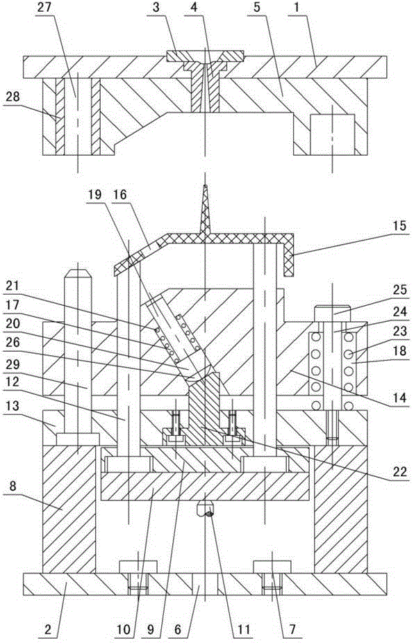 Inclined core-pulling mechanism of injection mould spring sliding block