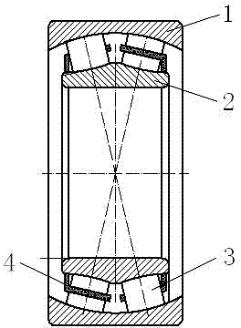 Novel self-aligning roller bearing allowing wide-angle deflection