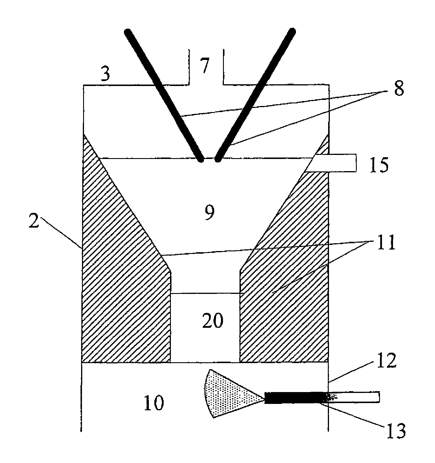 Device and method for converting carbon containing feedstock into carbon containing materials, having a defined nanostructure