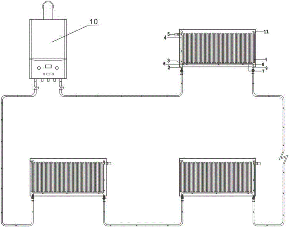 Singe-tube controllable radiator adopting serial connection