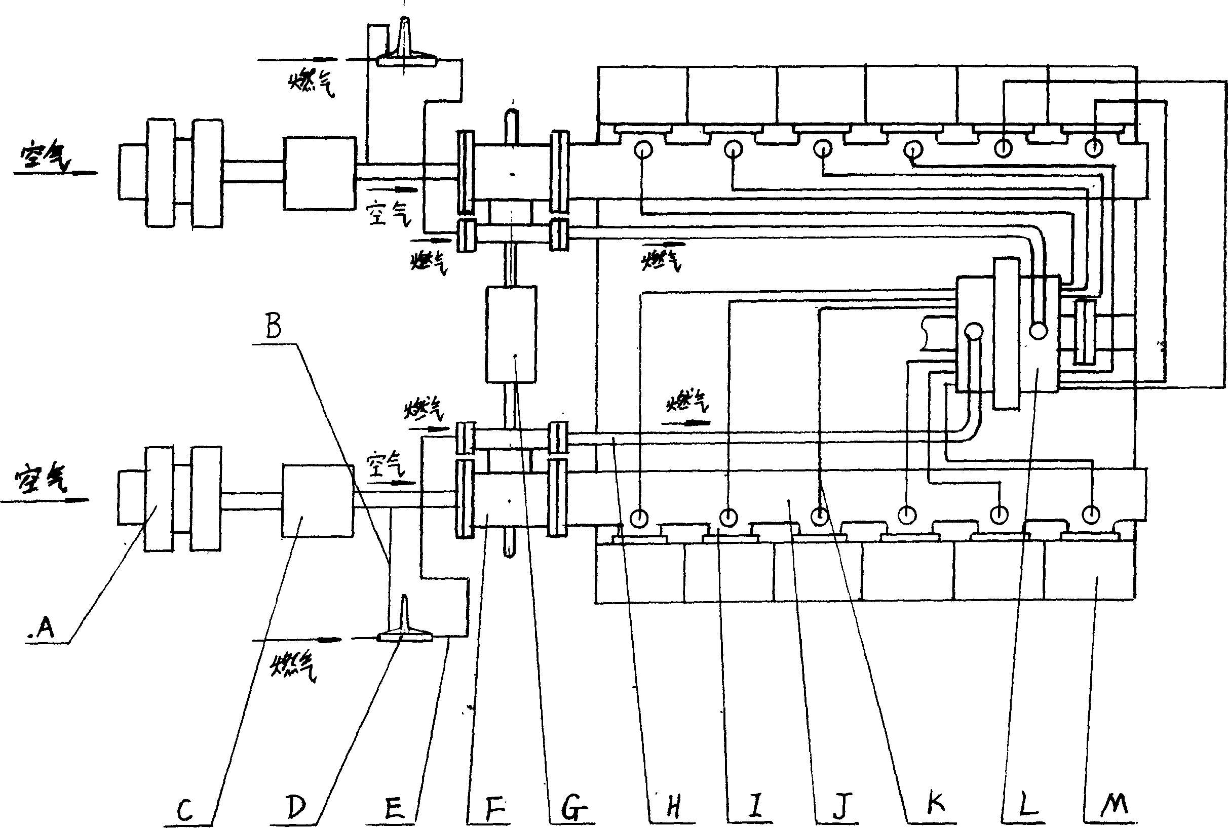 Air admission and fuel supplying system for gas engine