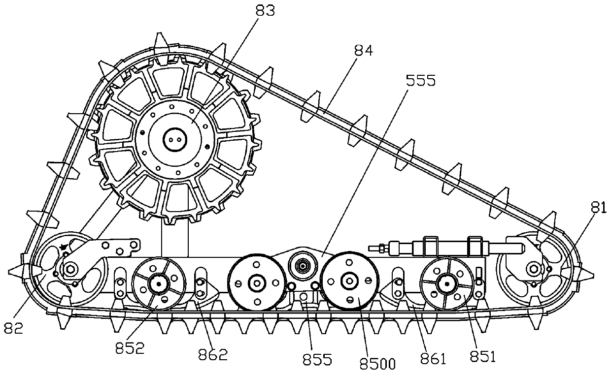 Continuous track traveling wheel system of tractor and chassis assembly thereof