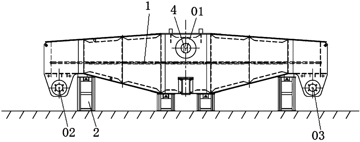 Shaft hole machining method for walking balance beam of crane
