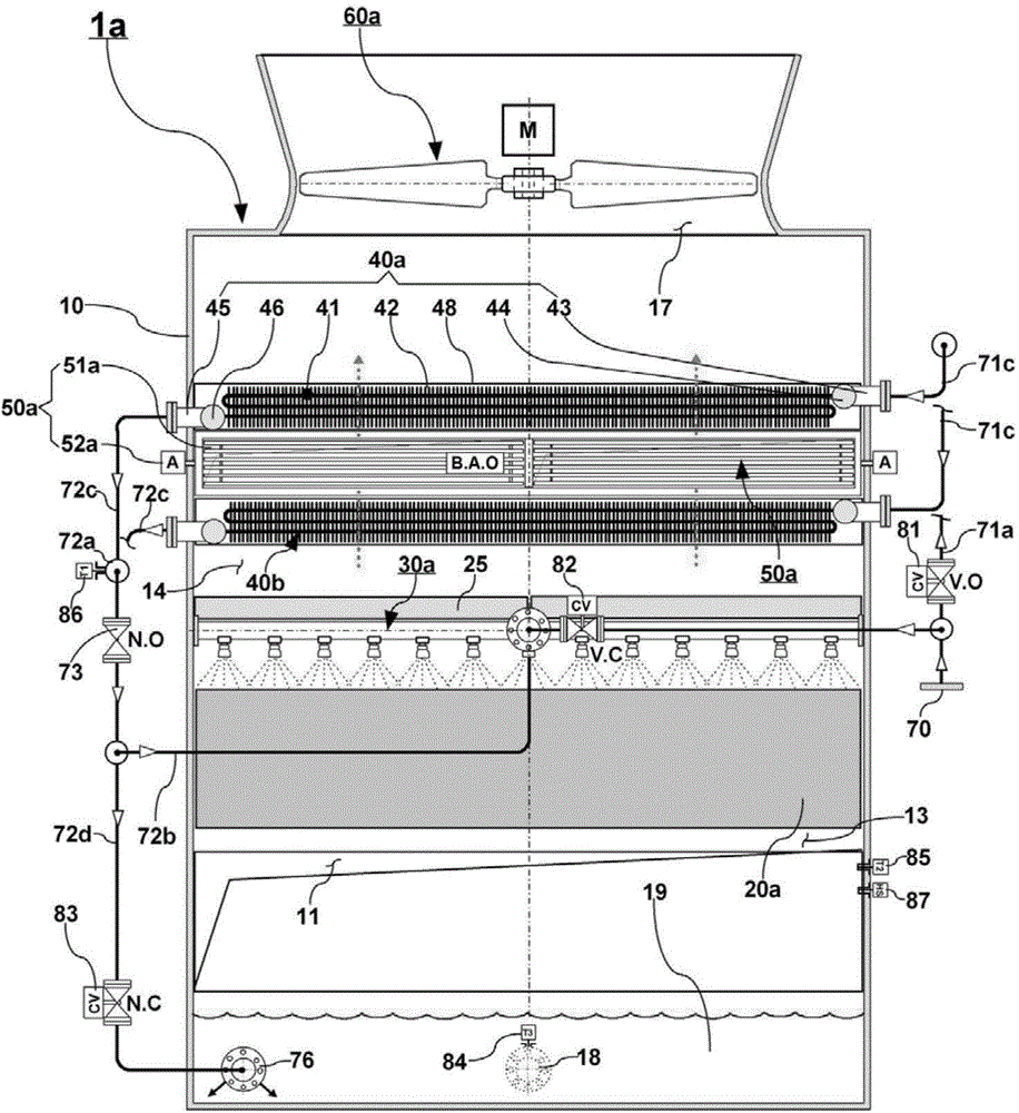 White smoke and power reduction high-efficiency counter flow cooling tower and control method thereof