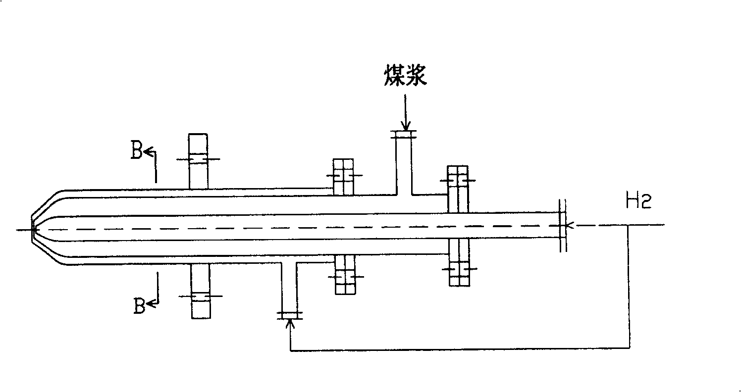 Coal hydrogenation reaction device and its industrial application