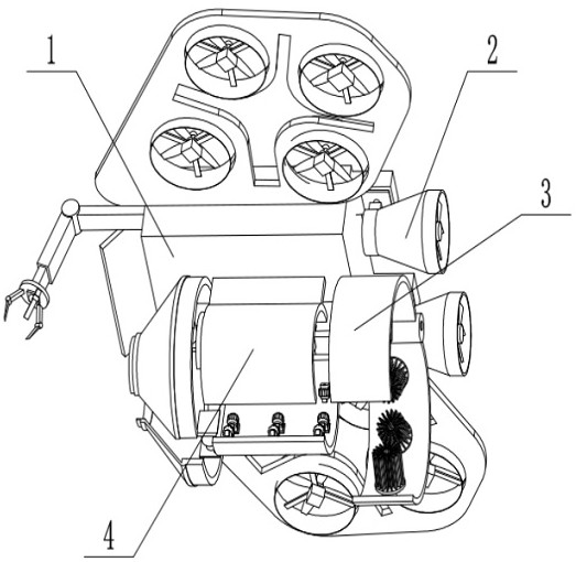 Aerial cable ice and garbage cleaning device