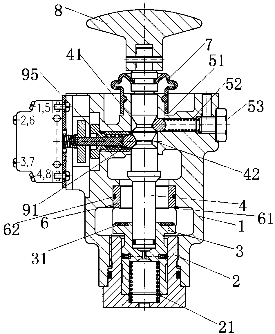 An emergency brake release valve and its valve core locking method