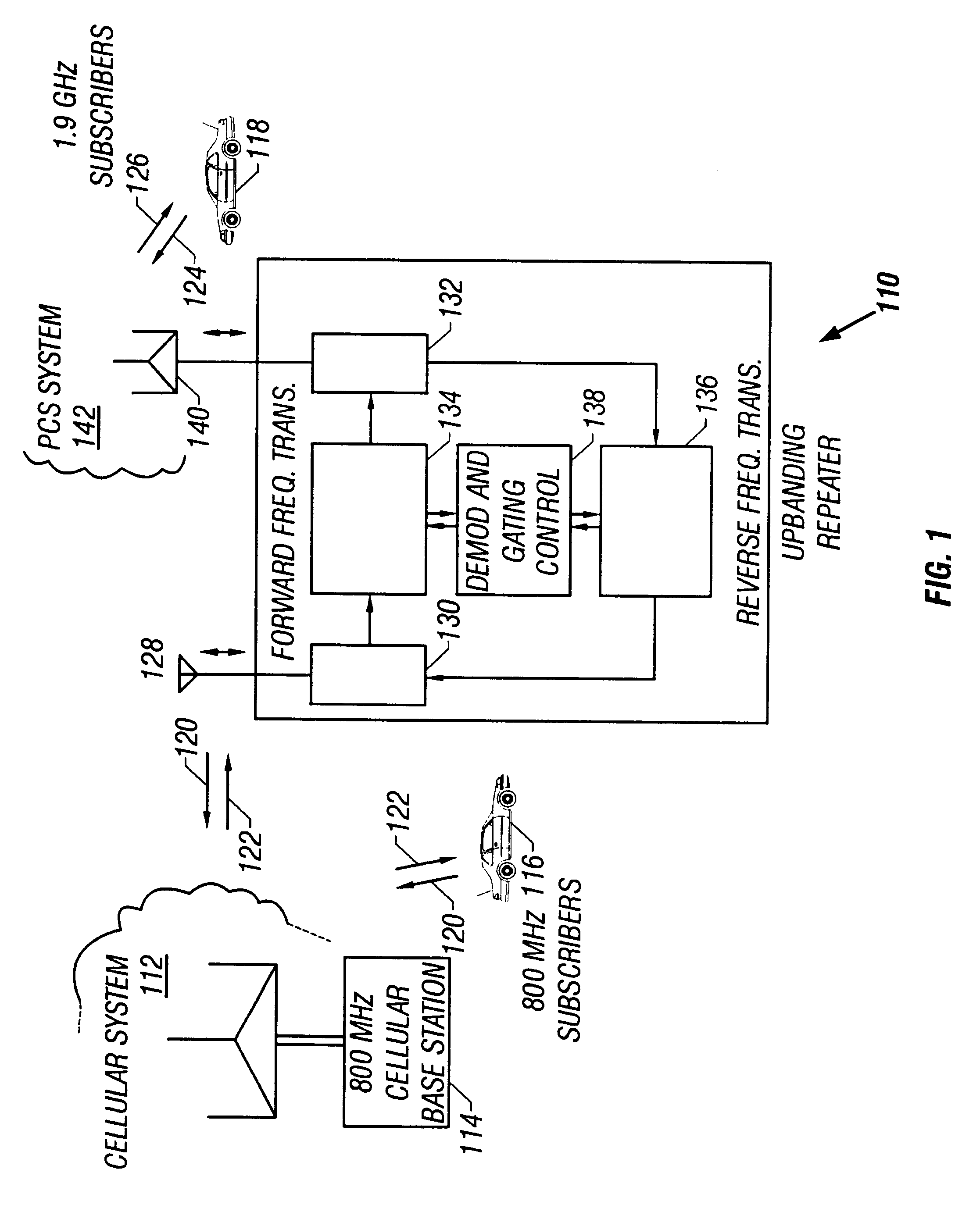 Band-changing repeater with protocol or format conversion