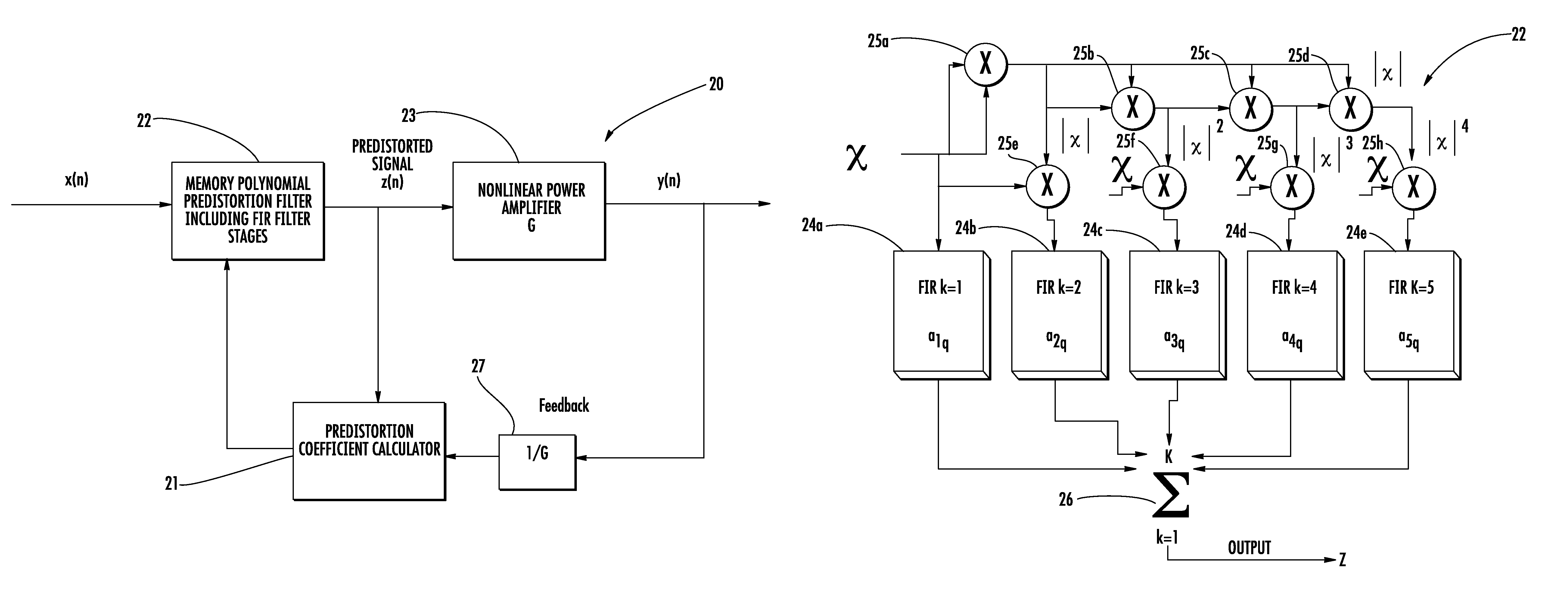Electronic device having a predistortion filter and related methods