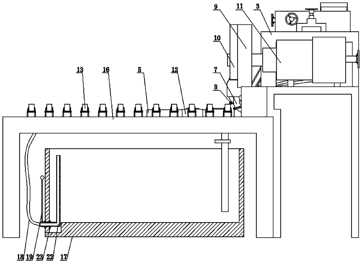 Adjustable filtering, impurity removing and edge polishing device on tempered glass production line
