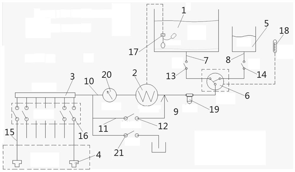 Anti-freezing washing and sweeping vehicle waterway system