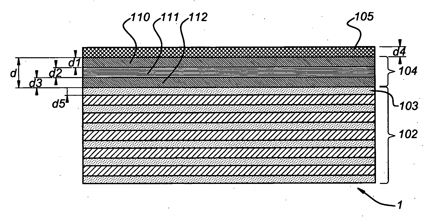 Spectral purity filter for a multi-layer mirror, lithographic apparatus including such multi-layer mirror, method for enlarging the ratio of desired radiation and undesired radiation, and device manufacturing method