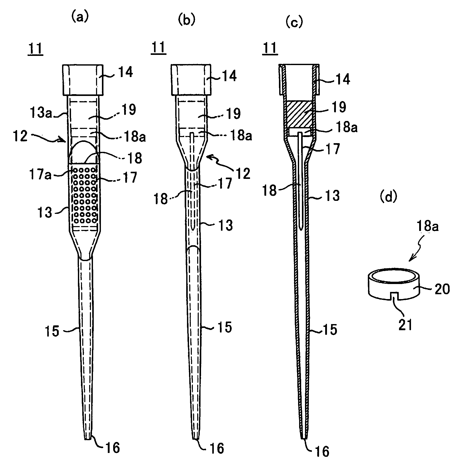 Biological material fixed region enclosing tip, biological material fixed region treatment apparatus, and treatment method thereof