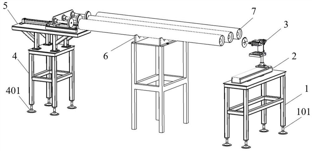 Automatic marking device for end part of pipe rod body and marking equipment for end part of pipe rod body