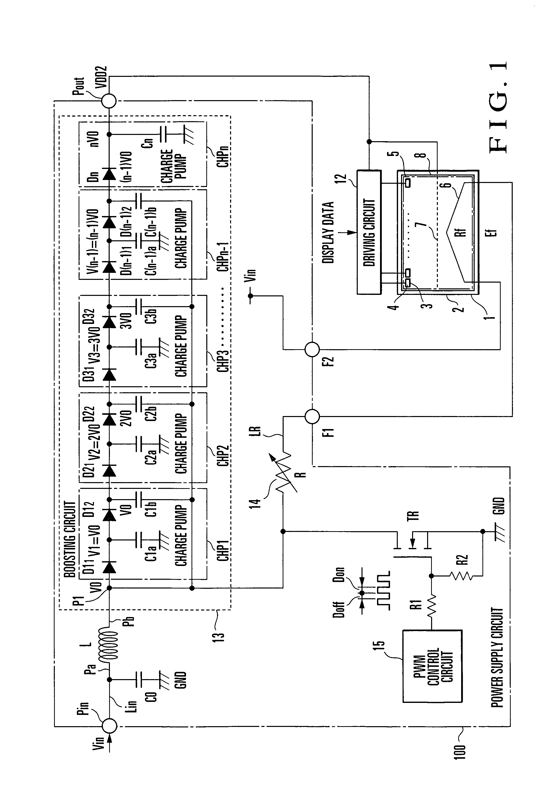 Power supply circuit for vacuum fluorescent display