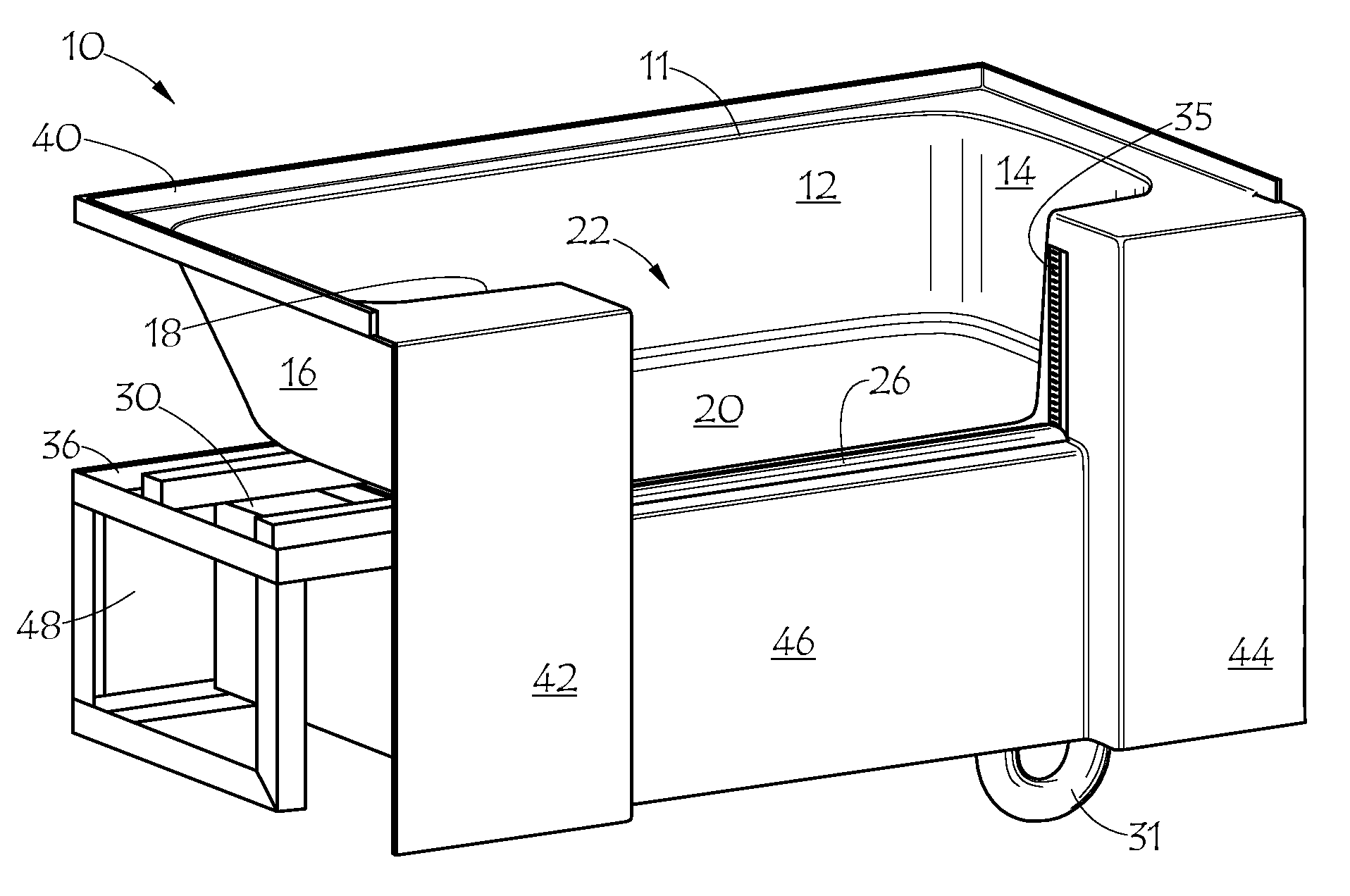 Accessible bathtub and drain