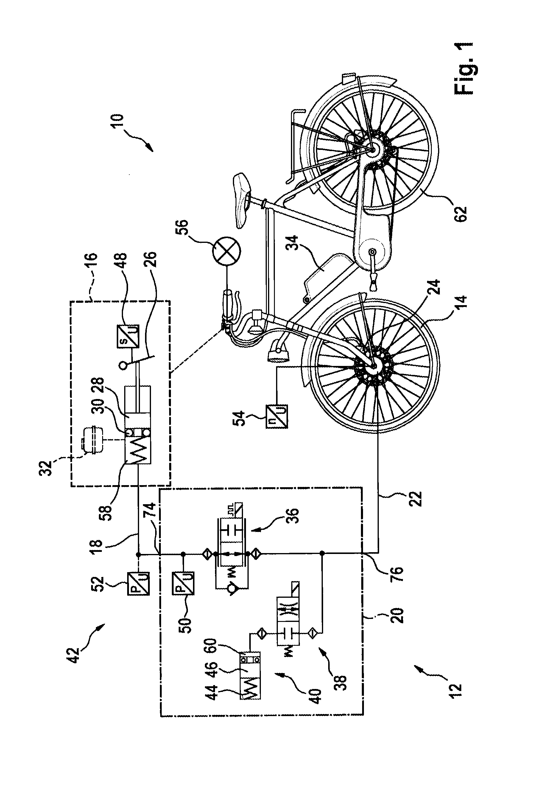 Hydraulic module for an antilock braking system for a two-wheeled vehicle
