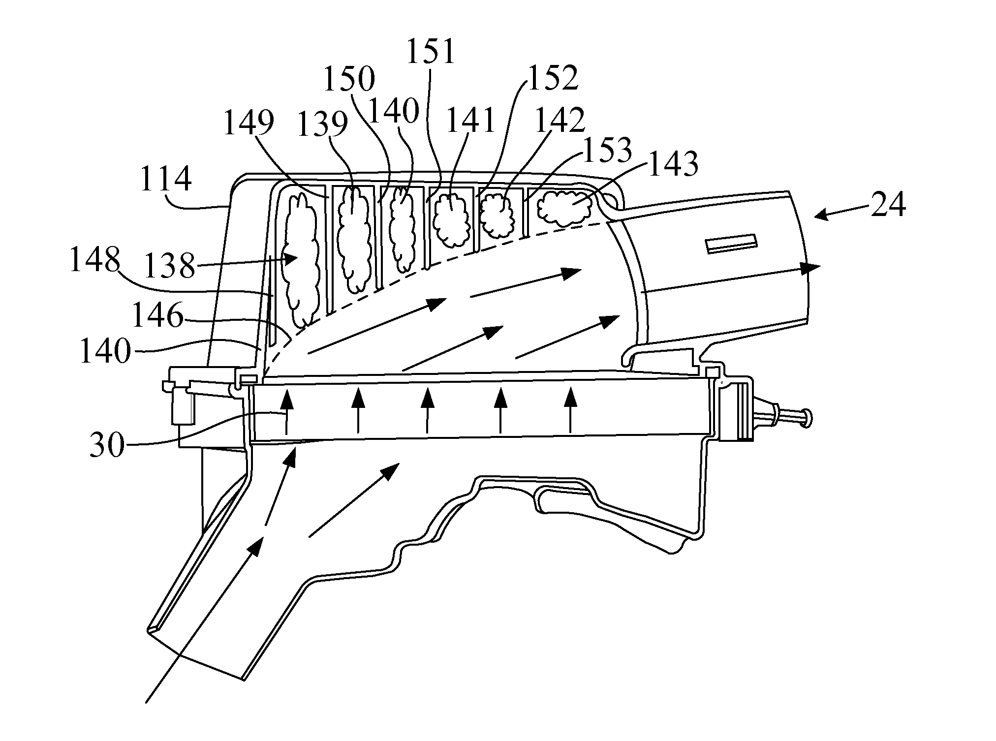 Air pillow flow guidance and acoustic countermeasure system for an air intake tract