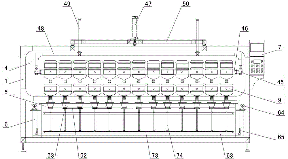 A bucket inner wall cleaning machine