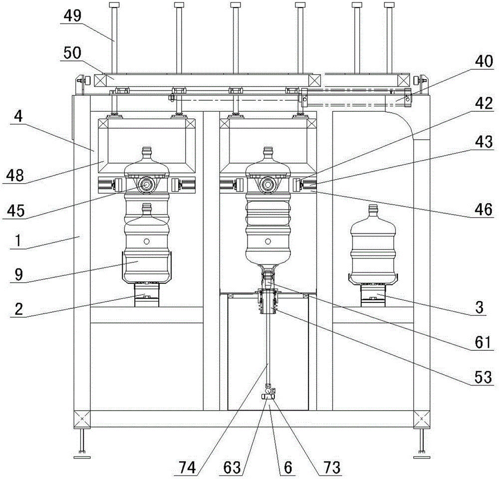 A bucket inner wall cleaning machine