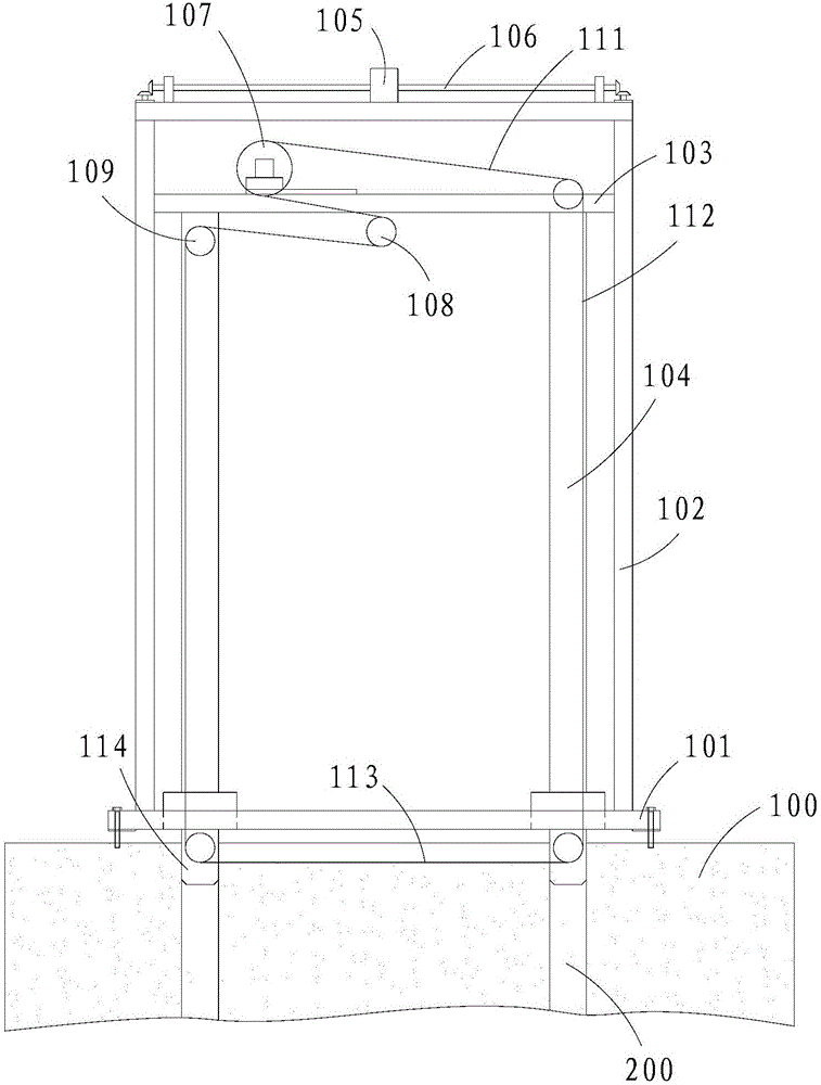 Hard rock bearing platform rope saw cutting device