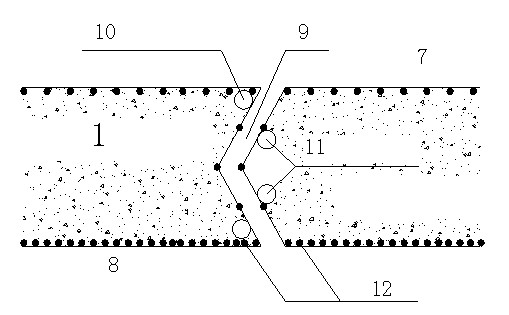 Liquid division slip casting reinforcing method for subsurface structure construction joints