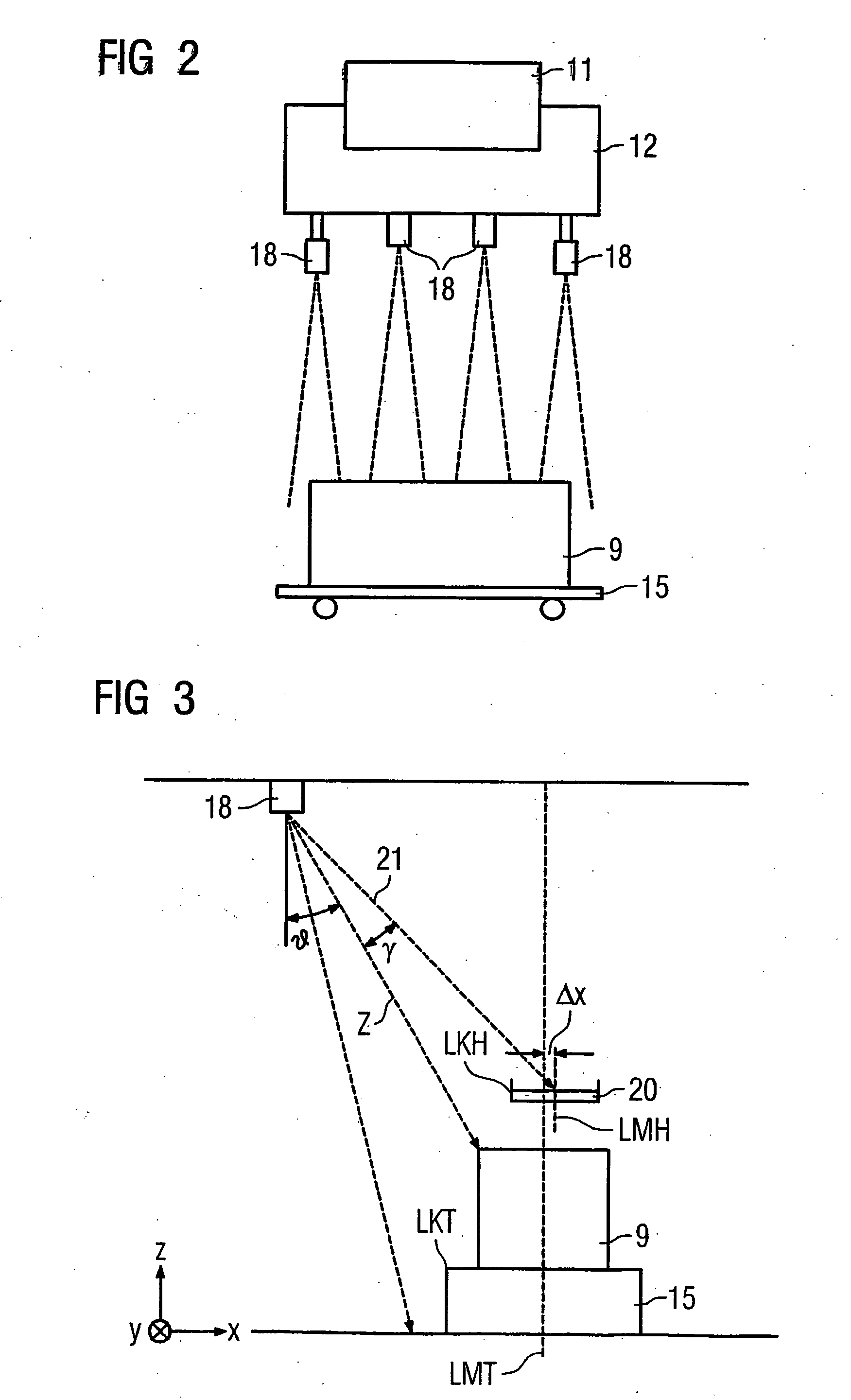 Container crane, and method of determining and correcting a misalignment between a load-carrying frame and a transport vehicle